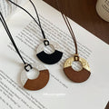 Layered Wood Disc Pendant Cord Necklace Jewelry Design view 1