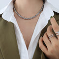 Thick Twisted Rope Chain Necklace Bracelet Gold Steel view 9