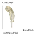 Rhinestone Feather Brooch Textured Metal Silver Gold view 4