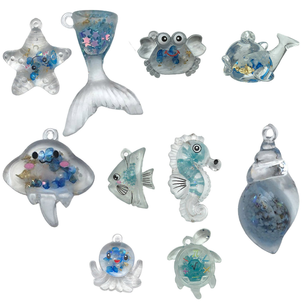 Acrylic Luminous Blue Manta Ray Fish Charm Pendant for DIY Keychain Earrings Hair Tie