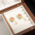 Gold Fortune Bag Crystal Look Chain Drop Stud Earrings view 3