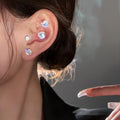 Magnetic Round Crystal Ear Cuffs Four Colors Polished Metal Jewelry view 3