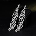 Silver Tone Crystal Scroll Chain Crystal Metal Dangle Earrings view 4
