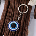Gold and Silver Tone Round Moon and Key Evil Eye Split Ring Keychains view 7