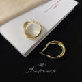 Gold Multi Band Twisted Hoop Earrings Geometric Ribbed Hoops view 6