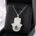 Gold and Silver Tone Eyeball Hamsa Pendant Necklaces view 9