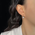Gold Huggie Hoop Earrings Round Clear Zircon Drop Pair view 2