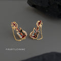 Gold Tone Multicolor Butterfly Guitar And Chain Stud Earrings view 6