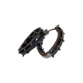 Black Crystal Heart Hoop Earrings With Gold Tone Charms view 5