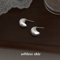 Silver Tone Mirror Polished Rounded Teardrop Stud Earrings view 3