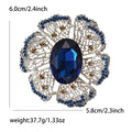 Oval Crystal Halo Brooch Pin in Green Purple or Blue view 8