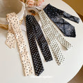 Polka Dot Satin Skinny Scarf Neck Tie Hair Ribbon Two Colors view 2