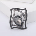 Wavy Metal Frame Faceted Glass Brooch in Four Colorways view 9