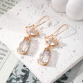 Half Moon Teardrop Crystal Drop Earrings Gold Hooks 7 Styles view 12