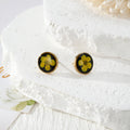 Black Resin Pressed Flower Stud Earrings in Thirteen Designs view 2