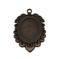 Antique Bronze Oval Cabochon Setting with Ornate Frame view 4