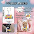 Back To School Wood Charm Metal Keychain With Organza Bag And Thank You Tag Option view 4