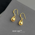 Gold Teardrop Drop Hook Earrings Smooth Solid Pendant view 1