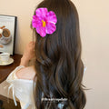 Six Color Large Artificial Hibiscus Duckbill Hair Clip Assortment view 4