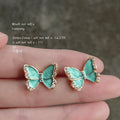 Gold Tone Aqua Butterfly Clear Stone Border Stud Earrings For Women view 1