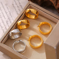 Irregular Dent Band Ring Titanium Steel Gold Or Steel Finish view 4