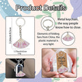 Pink Floral Folding Fan Plastic Charm Metal Keychain view 4