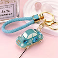 Jeweled Rounded Car Keychains in Seven Colors with Braided Loop Options view 2