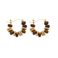 Leopard Cube Wood Bead Necklace Brown Hoop Earrings Set view 5
