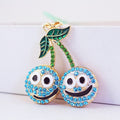 Rhinestone Smiling Cherry Keychain, Pink, Blue, Red, or Random Color view 3