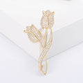 Double Tulip Pavé Crystal Brooch Gold Silver Pink Colors view 6