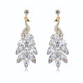 Aqua Green Peacock Crystal Five Designs Metal Dangle Earrings view 9