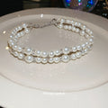 Layered Pearl and Crystal Cross Pendant Necklaces Jewelry Accessory view 4