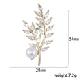 Crystal Leaf Sprig Brooch In 3 Styles With Polished Metal And Decorative Details view 5