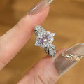 Silver Leaf Shoulder Ring Oval Lavender Center Stones view 1