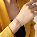 Slim Snake Chain Bracelet Gold Or Steel Tone Minimal Band view 3