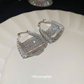 Silver Crystal Handbag Shaped Statement Huggie Earrings view 2
