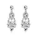 Green Silver Tone Green Floral Teardrop Tassel Crystal Three Designs Metal Dangle Earrings view 5
