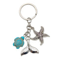 Turquoise Turtle Mermaid Tail Starfish Metal Keychain view 5