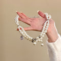 Double Strand White Pearl And Crystal Necklace Pendant Jewelry view 2
