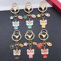 Six Color Lion Dance Flower and Message Keychains with Metal Hardware view 3