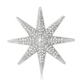 Eight Point Crystal Starburst Brooch in Silver or Gold Tone view 2