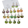 Gold Round Enamel Floral Pearl Drop Earrings 9 Colorways view 5