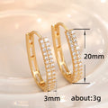 Gold Tone Double Row Rectangular Hoop Earrings With Clear Stones view 5