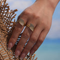 Zircon Pave Leaf Open Ring Stainless Steel Two Finishes view 2