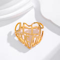 Silver Tone Heart Openwork Two Designs Metal Brooch Pin view 4