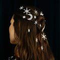 Rhinestone Star Moon Bobby Hair Pins Silver Three Sizes view 3