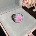 Silver Pink Stone Flower Earrings Rings Four Styles view 6