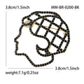 Black Crystal Brain Outline Brooch with Gold Tone Backing view 5