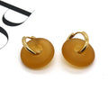 Gold Tone Frosted and Transparent Donut Hoop Earrings view 4