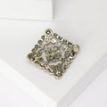 Antique Silver Tone Filigree Square Floral Brooch in Blue and Red view 3